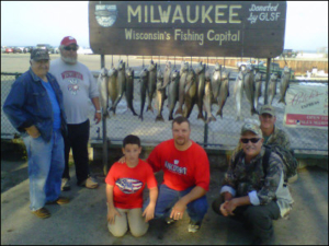 group of 6 with their fish haul